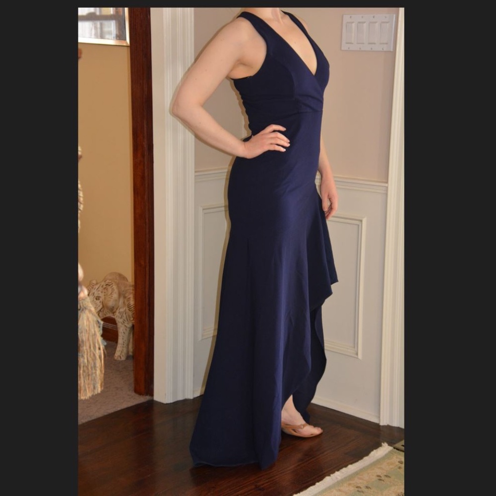 NWT Betsy & Adam sleeveless hi-lo maxi evening dress Size 6 (Navy)